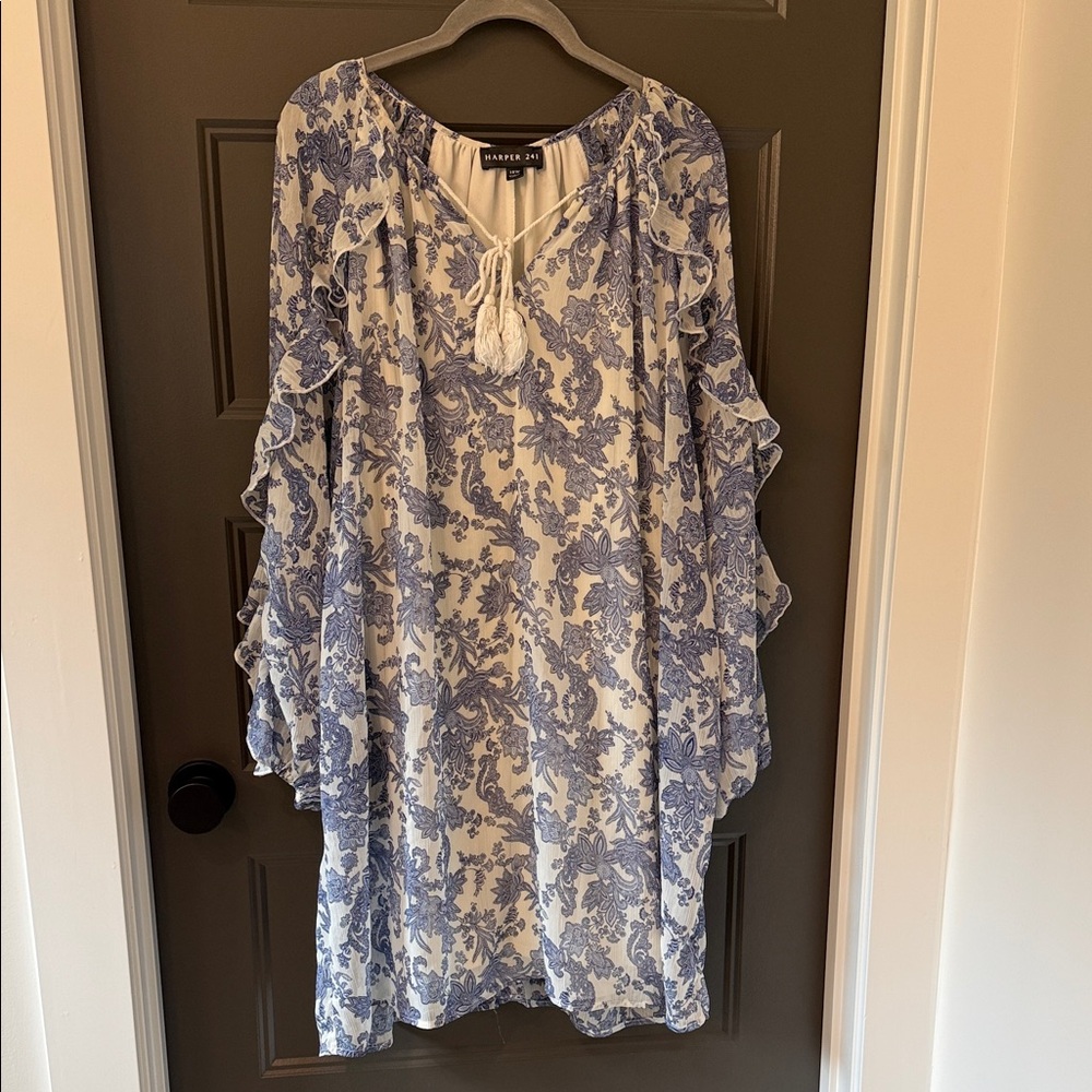 Harper 241 Cream and Blue Dress 18W